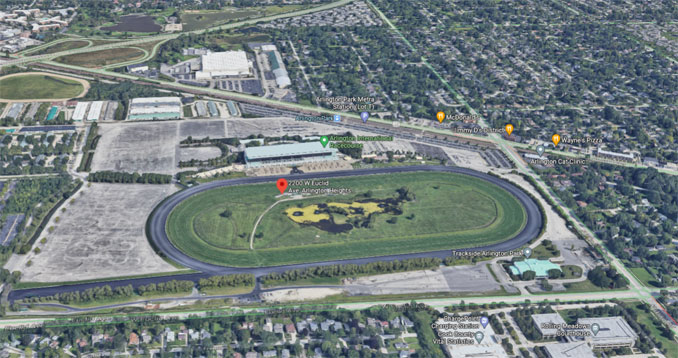 Arlington International Racecourse 2200 West Euclid Avenue Arlington Heights (SOURCE: Imagery ©2021 Google, Imagery ©2021 Maxar Technologies, U.S. Geological Survey, USDA Farm Service Agency, Map data ©2021)