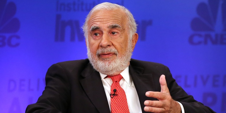 Carl Icahn is photographed speaking with CNBC