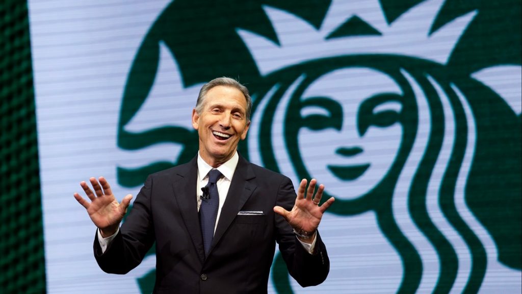Former Starbucks CEO Howard Schultz speaks to Buffalo-area employees
