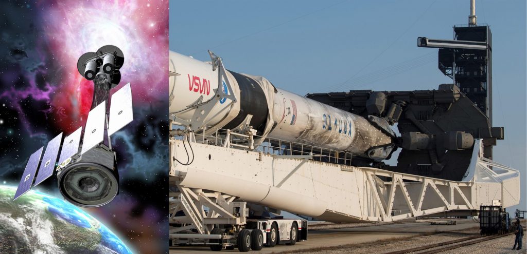 Roket SpaceX Falcon 9 terangkat ke landasan peluncuran dengan Teleskop sinar-X NASA