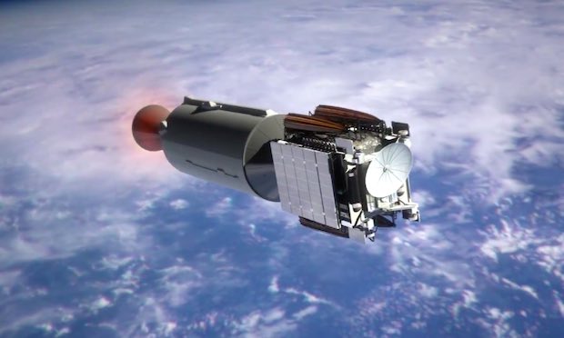 Roket Falcon 9 dinonaktifkan setelah mencapai orbit ketinggian rendah sekunder.  Lantai atas dan SES 9 Merlin memulai garis pantai yang dijadwalkan selama lebih dari 18 menit sebelum memulai kembali tahap kedua mesin vakum.
