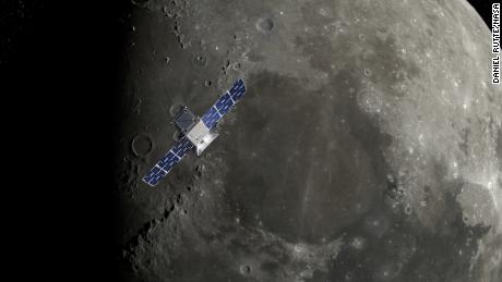 CAPTONE terlihat di atas kutub utara bulan dalam ilustrasi ini.