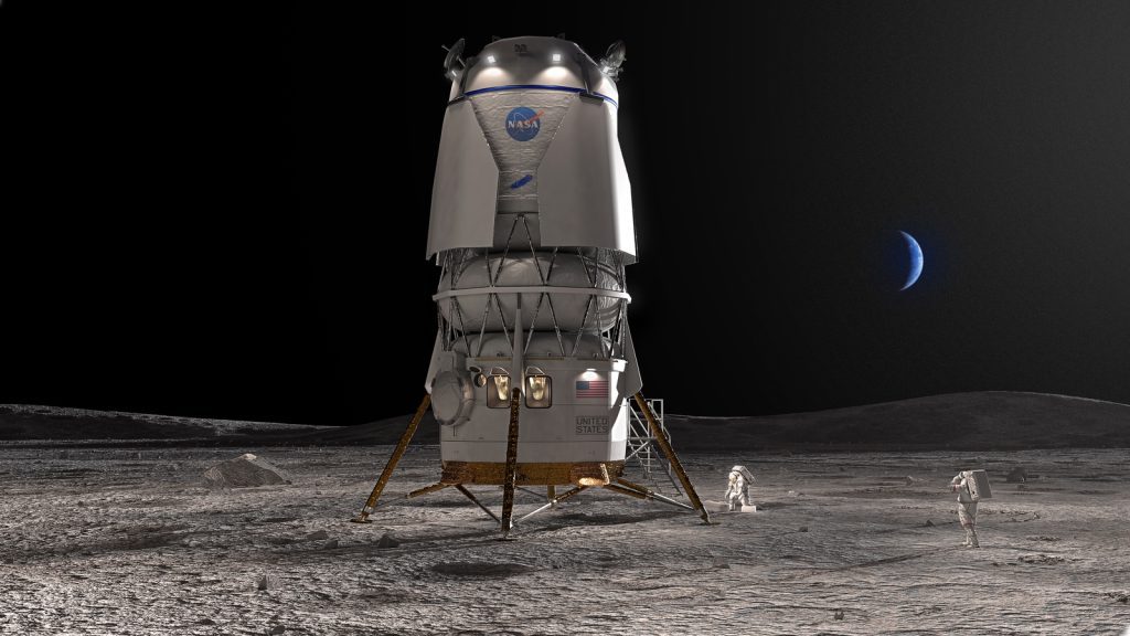 Blue Origin dan SpaceX telah mulai mengerjakan versi kargo pendarat bulan berawak