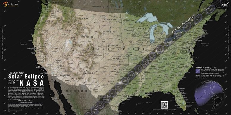Peta NASA tentang gerhana matahari total tahun 2024 di Amerika Serikat