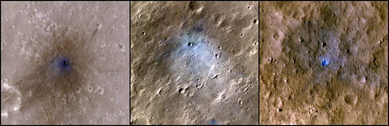 Gambar gabungan kawah tumbukan meteorit di Mars