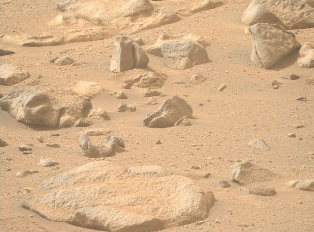 Batuan aneh ini tampak seperti kepala terpenggal yang tergantung di permukaan Mars